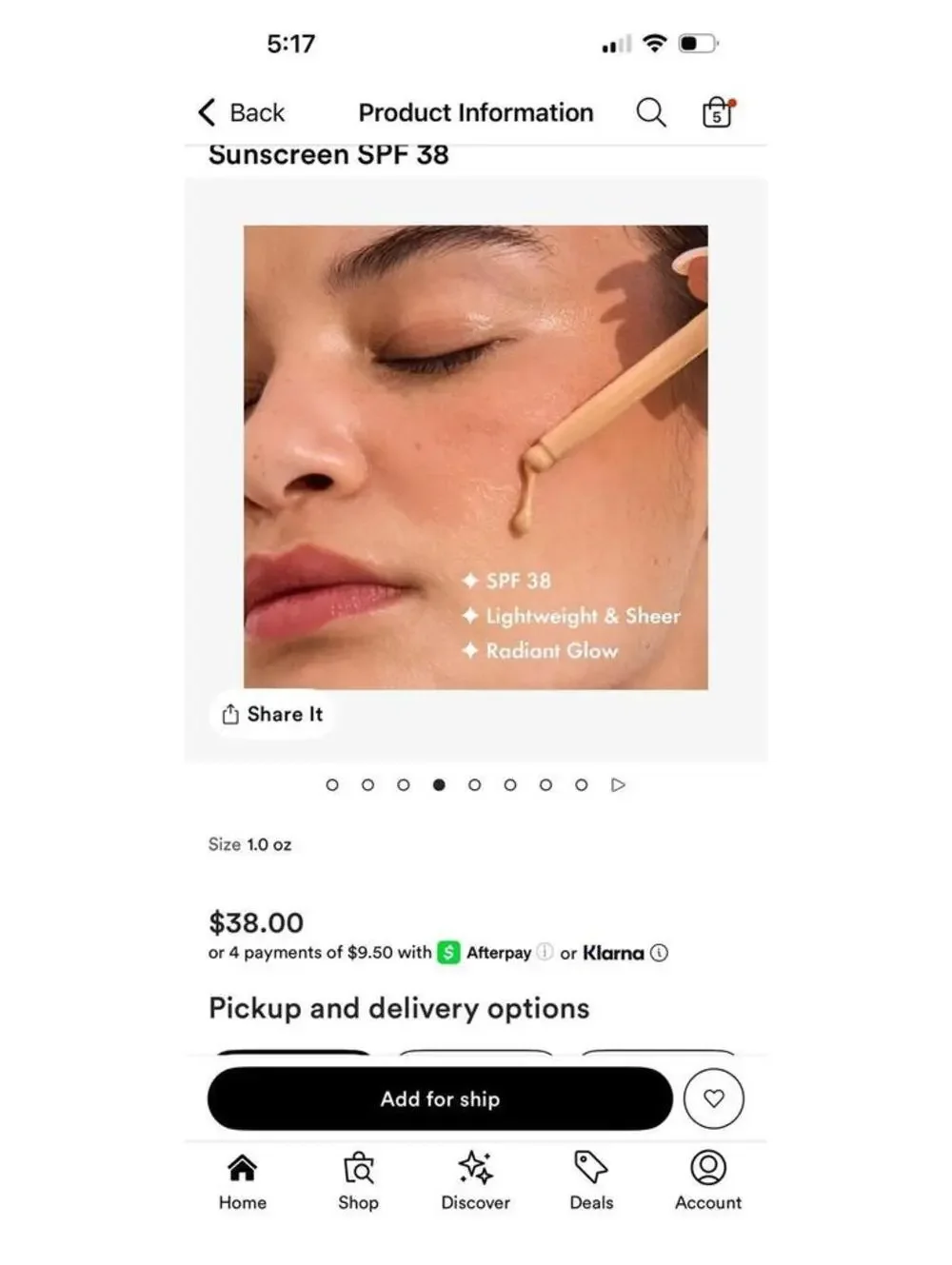 Kopari Sun Veil Illuminating Elixir Face Sunscreen SPF 38 - $38.00 retail